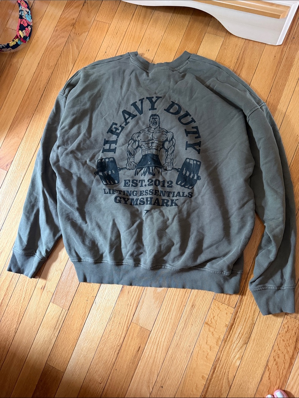 Gymshark Olive Green Crewneck Sweatshirt with Dark Graphic